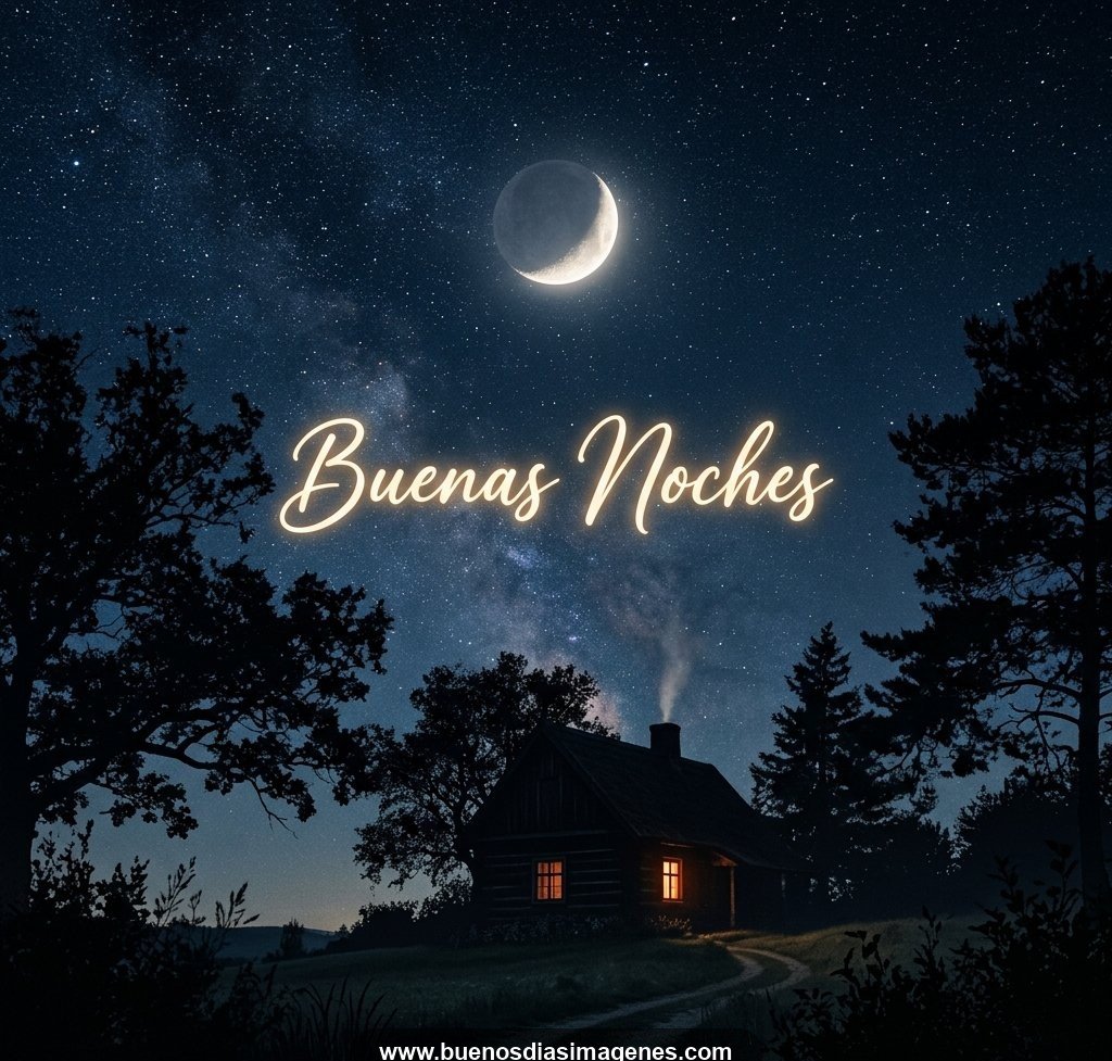 Imagen de buenas noches con estrellas y luna