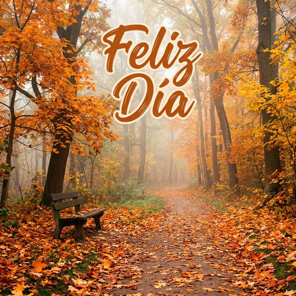 Paisaje otoñal de buenos días con hojas doradas y neblina
